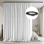 MaKefeile Room Divider Curtains with Flexible Ceiling Tracks Set,Blackout Curtain Ceiling Mount Curtain Track Privacy Room Dividers Ceiling Track Curtain Rod(White Drape & Black Rail W 8.3 × H 7 FT)