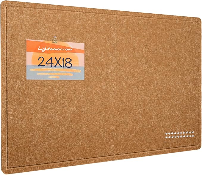 Bulletin Board, 24 x 18 inches Felt Board Decorative Pin Board, Cork Board Alternative for Wall, Foldable Photo Board Self-Adhesive Vision Board Mood Board with 20 Pushpins - Apricot