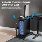 EUREKA ERGONOMIC PC Stand Computer Cart, Height Adjustable Tower Stand 2-Tier Suit for ATX Case Printer, Metal Rolling Cart on Wheels for Gaming Home Office, Carbon Fiber