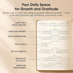Gratitude & Self-Care Journal - Guided Mindfulness & Mental Health Journal All-in-One with Prompts for Self Discovery - Daily Journal for Men & Women by PRODUCTIVITY STORE (A5, Brown)