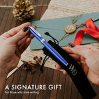 Wordsworth & Black Fountain Pen Set, Medium Nib, Includes 24 Pack Ink Cartridges, Ink Refill Converter & Gift Pouch, Chrome Finish, Calligraphy, [Imperial Blue], Perfect for Men & Women