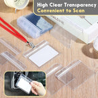 Marspark 300 Pieces Clear Plastic Horizontal Name Badge ID Card Holders with Waterproof Type Resealable Zip, 3.54 x 2.36 in, Transparent PVC Sleeve for Office Back to School Supplies