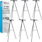 U.S. Art Supply 70" High Boardroom XL Black Aluminum Flip Chart Easel & Presentation Stand (6 Pack) - Adjustable Floor/Tabletop, Portable Tripod, Holds 45 lbs, for Chart Paper, Poster Boards, & Pads