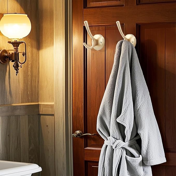 TOFIIGREM Gold Coat Hooks for Wall, 2 Pack Heavy Duty Towel Robe Hooks, Hats Hooks for Entryway Cubicle Closet Mudroom Bathroom Garage