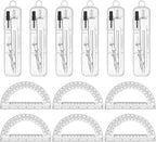 6 Sets Compass and Protractor Sets Student Basics Geometry Math Set Metal Compass and 6 Inch 180 Degree Protractors Geometry Graphing Drawing Tools For Office and School Supplies(clear)