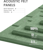 Large Felt Bulletin Board 48" x 36" Cork Board Alternative-12 Pack with 70 Safe Removable Adhesive Tabs, Cork Boards for Walls Felt Board for Home Office Classroom Pin Board-Moss Green