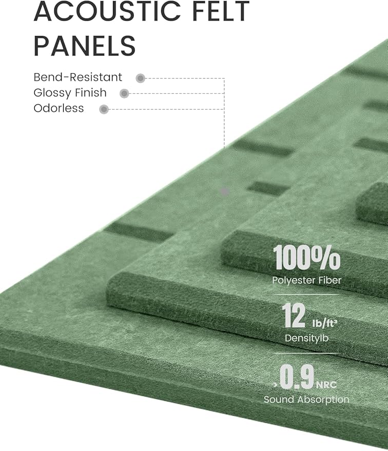 Large Felt Bulletin Board 48" x 36" Cork Board Alternative-12 Pack with 70 Safe Removable Adhesive Tabs, Cork Boards for Walls Felt Board for Home Office Classroom Pin Board-Moss Green