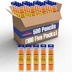 Trail maker Wood Cased #2 HB Pencils - 500 Unsharpened Yellow Pencils in Bulk for School, Office (100 5-Packs)
