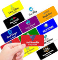 Magnet Me Up Custom Printed Magnetic Name Tag Badge with Logo on Top, 1.5x3 inch, Full-Color Customizable Identification Label, for Schools, Offices, Businesses, Made in USA