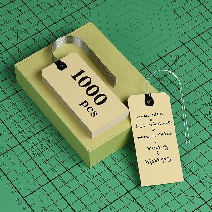 INNOVART Shipping Tags - Double Wired 5 1/4" x 2 5/8", Manila Wire Tags with Reinforced Eyelet, Case of 1000