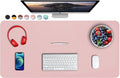 SUJAYU Dual Sided PU Leather Desk Pad, Mouse Pad, Office Desk Mat, Non-Slip Laptop Desk Pad, Waterproof Desk Writing Pad for Office and Home (35.4" x 17.7", Pink+Silver)
