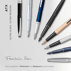Cross ATX Refillable Fountain Presented in a Luxury Gift Box - Medium Point, Black Ink, Pure Chrome