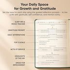 Gratitude & Self-Care Journal - Guided Mindfulness & Mental Health Journal All-in-One with Prompts for Self Discovery - Daily Journal for Men & Women by PRODUCTIVITY STORE (A5, Green)
