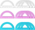 Zonon 12 Pack 6 Inch Plastic Protractor Christian Charity Donation 180 Degrees Pink Blue Clear Protractors for Classroom School Math Teacher Student Office Supplies Christmas Operation Gifts