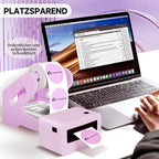 Guermok Thermal Shipping Label Holder for Rolls & Fan-Fold, Fragile Stickers for Shipping, Label Stand Desktop Printer Holder-Home Office Accessory Sticker Dispenser for Holographic (Purple)