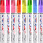 TFIVE Fluorescent Paint Markers, 8 Colors Neon UV Paint Pens for Blacklight - Oil-Based, Medium Tip, Waterproof Permanent Marker Pens for Rock Painting, DIY Art Crafts, Scrapbooking, Glass Windows
