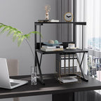 aboxoo Printer Stand for Desk, Desktop Printer Shelf Large 3-Tier Multi-Purpose Office Organization Shelves for Home Office, Black