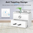 Pataku Lateral File Cabinet, 2 Drawer File Cabinet with Lock, White Filing Cabinets for Home Office, Metal File Cabinet for Hanging Files/Letters/Legal/F4/A4(2Drawer/White)