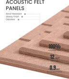 Large Felt Bulletin Board 48" x 36" Cork Board Alternative-12 Pack with 70 Safe Removable Adhesive Tabs, Felt Boards for Walls Cork Boards for Home Office Classroom Pin Board-Terracotta