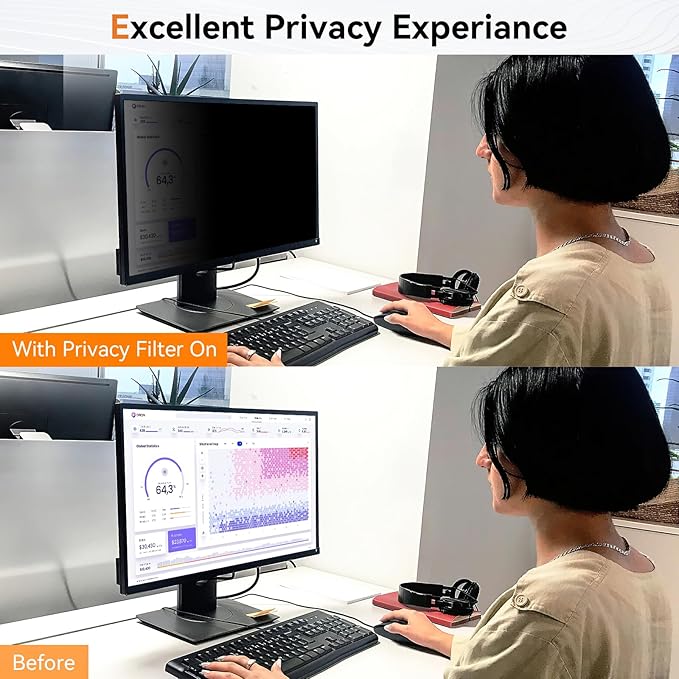 [2 Pack] 23 Inch Computer Privacy Screen for 16:9 Aspect Ratio Widescreen Monitor, Eye Protection Anti Glare Blue Light Computer Monitor Privacy Filter, Removable Anti-Scratch 23in Protector Film