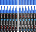 Overseas Blue Paint Pens Paint Markers - Permanent Acrylic Markers 12 Pack, Water-Based, Quick Dry, Waterproof Marker Pen for Rock, Wood, Plastic, Metal, Canvas, Glass, Fabric, Mugs. Medium Tip