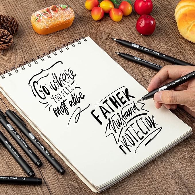 Brusarth Calligraphy Pens,8 Size Calligraphy Pens for Writing,Brush Pens Calligraphy Set for Beginners, Hand Lettering Pens