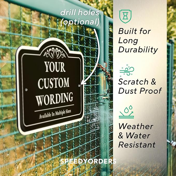Custom Decorative Outdoor Metal Sign - Personalized Aluminum Driveway Sign, Waterproof, Made in USA - Design 1 Black Charcoal 36x24 In