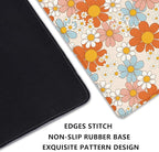 Vintage Floral Mouse Pad Daisy Desk Pad,Retro Flower Mouse Mat,Extended Gaming Mouse Mat,Stitched Edges Non-Slip Waterproof Rubber Base Mous Mat for Office Home Work Game Desk Pad(27.5X11.8 in)
