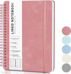 Light Red Lined Spiral Journal Notebook with 160 Pages, 8×5.7in, A5 Spiral Notebook, Journaling Notebooks for Work, School, Women, Men, College Ruled Spiral Notebook, Hardcover Leather Journals