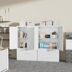 INTERGREAT Metal Filing Drawer Cabinet, Metal File Cabinet with Lockable Doors and Adjustable Shelves, Lateral Storage Cabinets for Garage, Home Office, Kitchen (White)