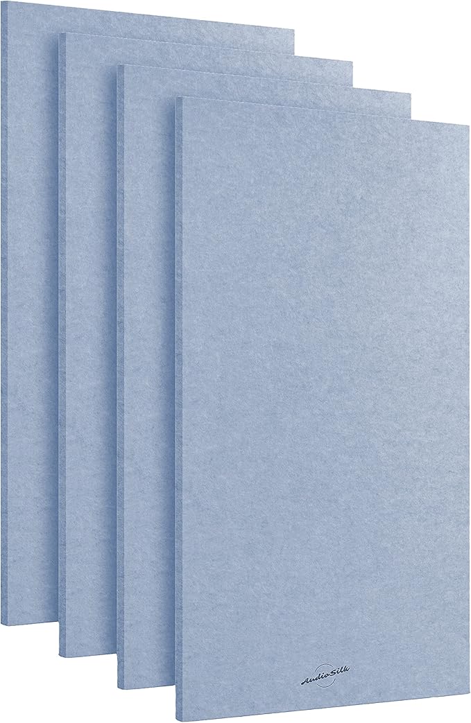 AudioSilk Acoustic Panels, 4 Pack ROOM KIT, Large, 46" x 23", Pale Blue