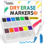 Duchong 72 Count Dry Erase Markers Bulk, 12 Assorted Colors, Fine Tip Whiteboard Markers for Kids Teachers, Dry Erase Pens Bulk Pack for Classroom Home, Back to School Supplies