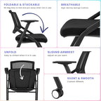 40 Pack Chairs Stackable Conference Room Chairs with Wheels and Paddle, Ergonomic Mesh Back and Arms for Home Office Desk Folding Chairs (20 Boxes)
