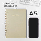 Spiral Notebook-5.75" x 8.125" College Ruled Journal with Inner Pockets and 160 Pages,PU Leather Cover Business Journal, Twin-Wire Binding Notebook Perfect for Office & Home School Supplies Light Grey