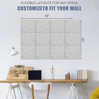 Large Cork Board Alternative 48" X 36" Bulletin Board - 12 Pack Removable Felt Wall Tiles with 30 pushpins, Large Cork Boards for Walls Cork Board for Office Pin Board Tack Board - Silver Gray