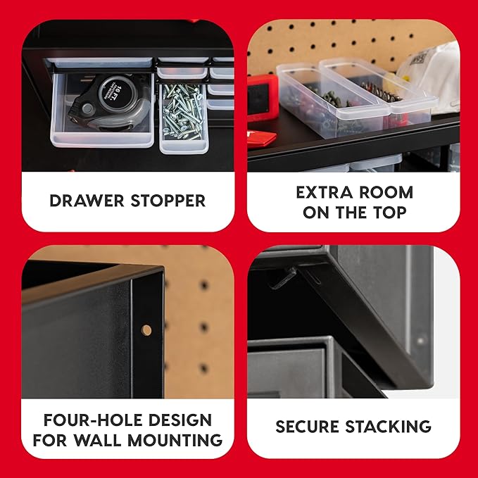 IRIS USA Screw Tool Organizer Small Parts Cabinet, 36-Drawer, Electronics Hardware Nuts and Bolts Plastic Storage Drawers Garage Storage, Stackable Bead Craft Organizer Building Bricks Sorter, Black