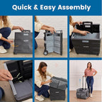ECR4Kids Universal Rolling Cart with Canvas Organizer Bag, Mobile Storage, Dark Grey/Grey