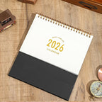 Small Desk Calendar 2026-2027, 18-Month Standing Flip Desktop Calendar from 2026 Jan to 2027 Jun - Metal Ring Twin-Wire Binding Monthly Desktop Calendar for Home Office School (black-white)