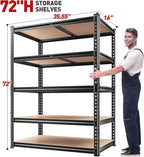 REIBII 2200LBS Storage Shelves 5 Tier Garage Shelving Heavy Duty, Adjustable Metal Shelving Unit, Garage Shelves for Basement, Warehouse, Pantry, Closet, Kitchen 72" H x 35.55" W x 16" D, 2 Pack | Heavy Duty, Adjustable, 2020LBS Capacity, Garage, Pantr...
