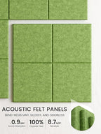 Bumusty Large Cork Board Alternative-36 x24 Felt Bulletin Board Tiles, with 30 Pushpins, 40 Adhesive Tabs, 6-Pack Slat Wall Paneling, Cork Boards for Office Push Pin Board Felt Board-Kelly Green