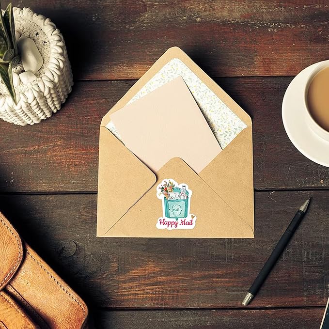 Happy Mail Stickers Labels (500pcs) Cute Thank You Boutique Packaging Mail Envelopes Small Business Roll