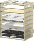 DALTACK 9-Tier Paper Letter Tray Desk Organizer with Handles, Mesh File Holder Organization, File Organizer for Desk Paper Sorter for Office Home School, Golden Yellow