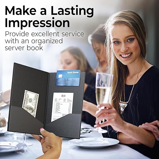 Gold Lion Gear Check Presenters for Restaurants Bulk 40 Pack - 5.5 x 10 Inch Double Side Check Presenter with Gold Thank You Imprint - Receipt Holder for Organized Payments - Black