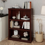 Bevfint 43 in Tall Bookcase, 3-Tier Bookshelf Open Storage, 33 inch Wide Floor Standing Indoor Furniture, Book Cases for Home School Library Office Bedroom Kids, Mahogany 3 Tiers
