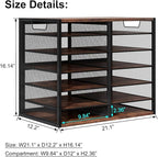 PAG Mass Mail Sorter - Adjustable Mail Holder, Countertop Literature Organizer, Student Mailbox for Classroom, Desktop Bill Paper Organizer for Office Home School, 12 Compartments, Brown