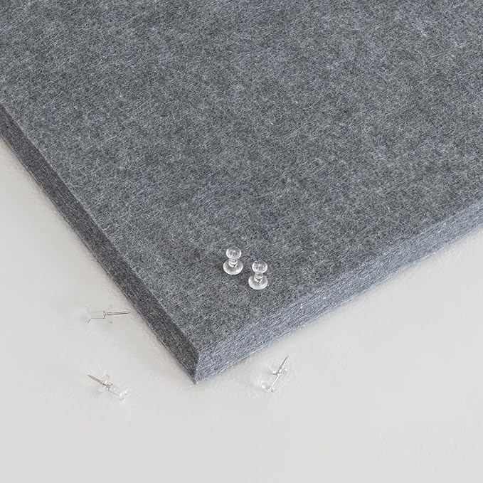 Thickened Bulletin Board - 47 x 35 Inches, Decorative Felt Board Pin Board for Wall - 4' x 3' Foldable Photo Display Board with Self-Adhesive Tape, Includes 20 Push Pins - Gray