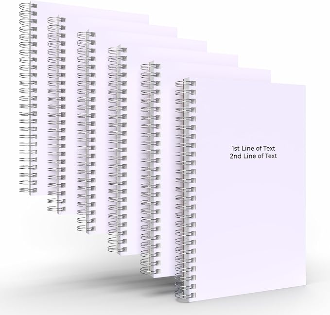 Custom Spiral Notebook Journals with a Pastel Purple Colored Cover - 6 Pack of 5" x 8" – College Ruled, Hard Cover, 50 Sheets Per Book – For Journaling, Office, School Supplies, etc.
