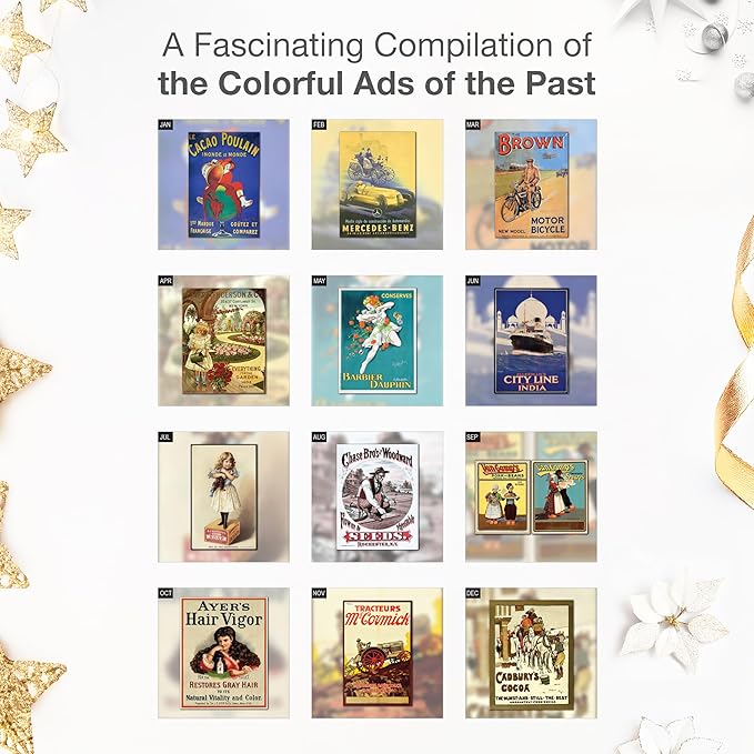 RED EMBER Vintage Ads 2026 Wall Calendar 12 Month | 12" x 24" Open | Thick & Sturdy Paper | Holiday Gift | Art Calendar 2026