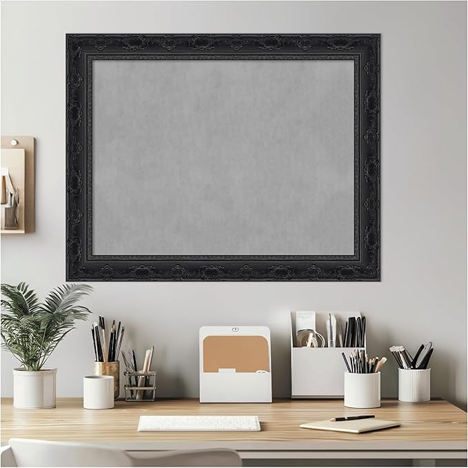 Amanti Art Black Framed Magnetic Board 22x28 Medium Vision Board for use with Magnets, 100% Metal Sheet to Display Items as Office Decor or for Home Organization in mudroom, Kitchen or Kids Room