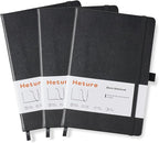 Heture Hardcover Notebooks, A5 Blank Notebook for Writing 160 Pages, 8.2 x 5.5 inch, Classic Blank Notebooks for College/Work/Travel(Black 3 Pack)